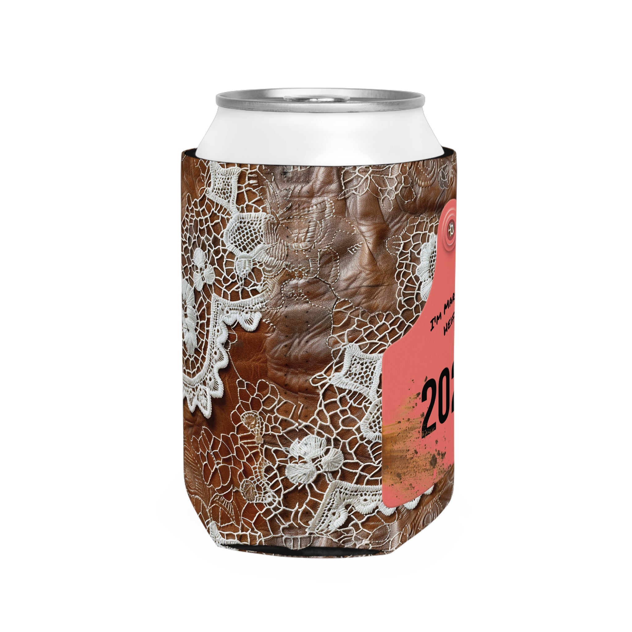 I’m Married Heifer Livestock Tag Can Cooler Sleeve