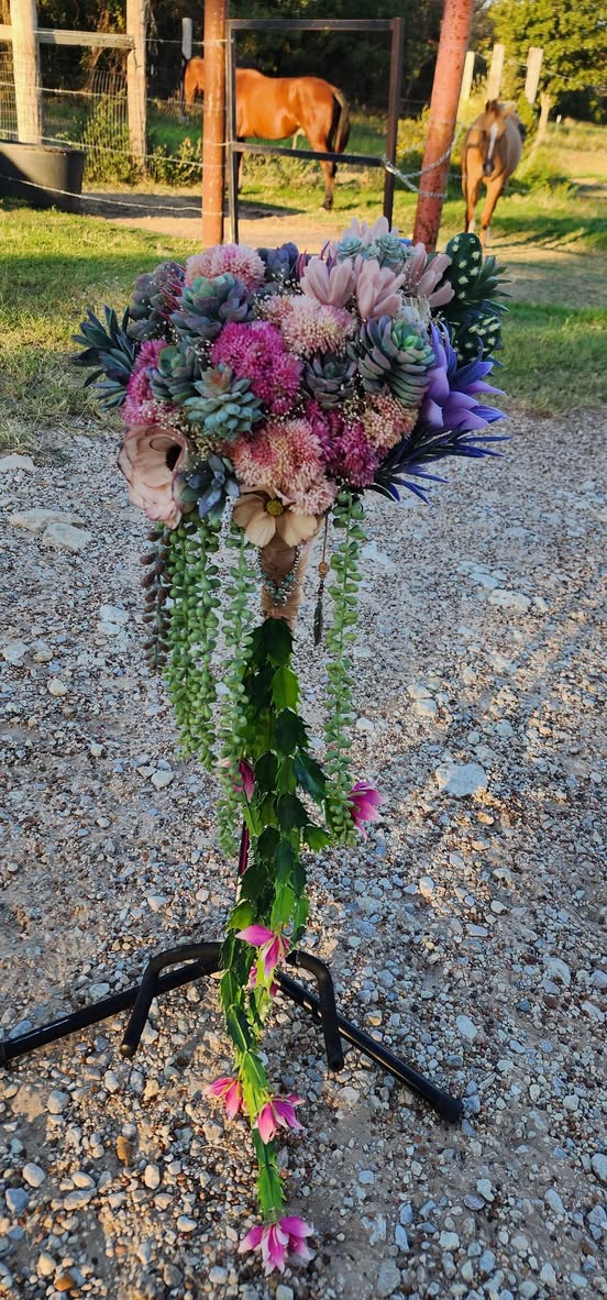 Desert Sunrise Succulent/Cactus Bridal Bouquet (Peach, Pink, Green, Purple)