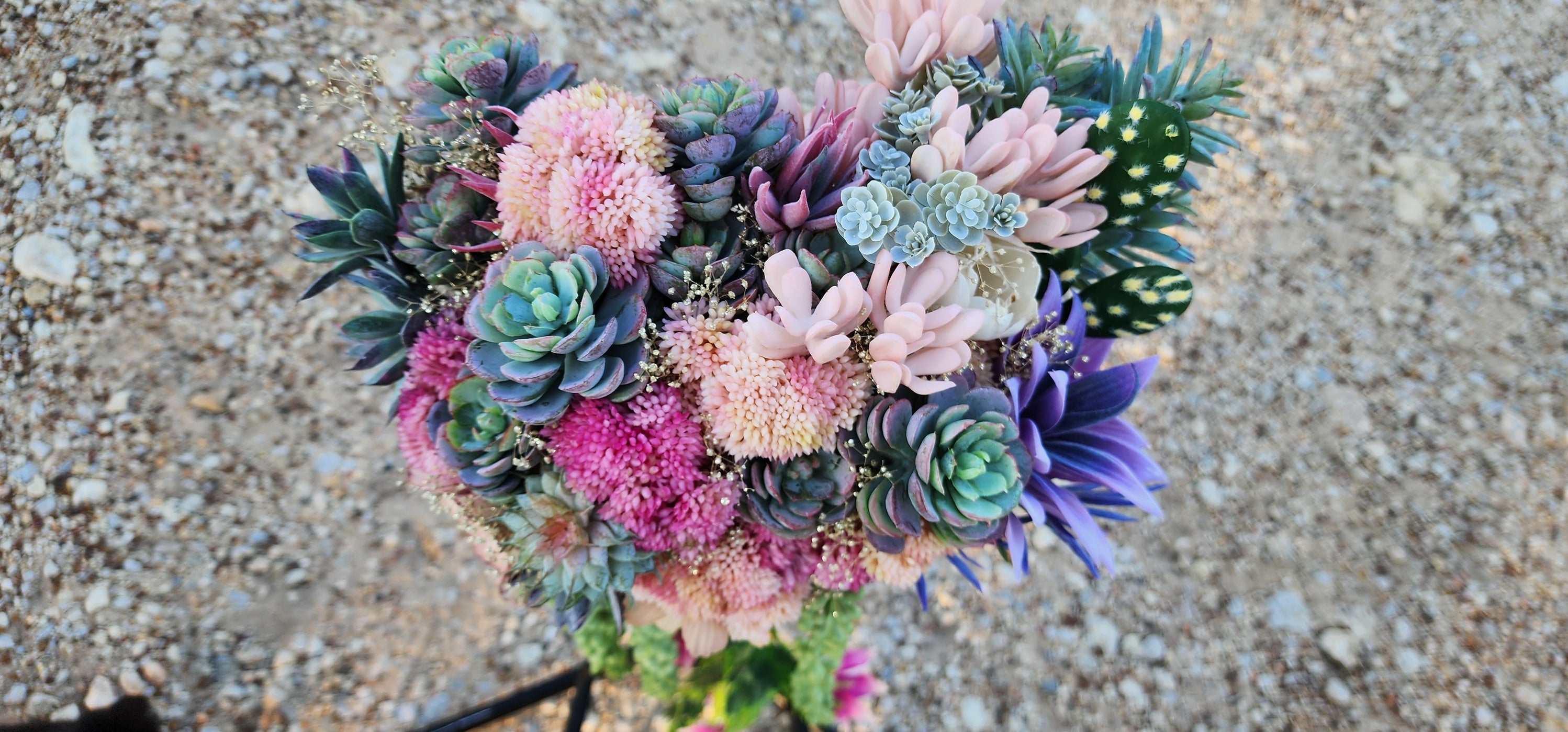 Desert Sunrise Succulent/Cactus Bridal Bouquet (Peach, Pink, Green, Purple)
