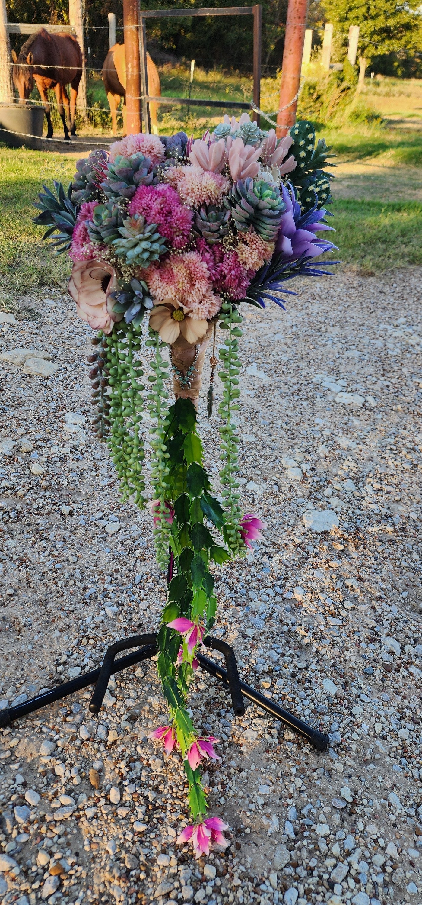 Desert Sunrise Succulent/Cactus Bridal Bouquet (Peach, Pink, Green, Purple)