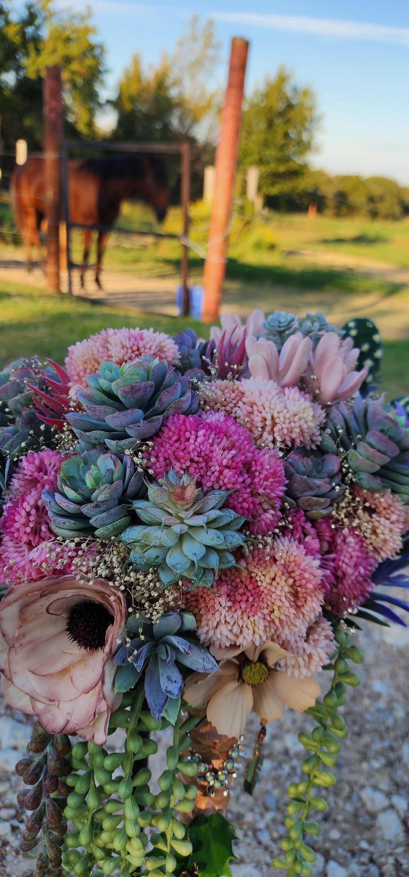 Desert Sunrise Succulent/Cactus Bridal Bouquet (Peach, Pink, Green, Purple)