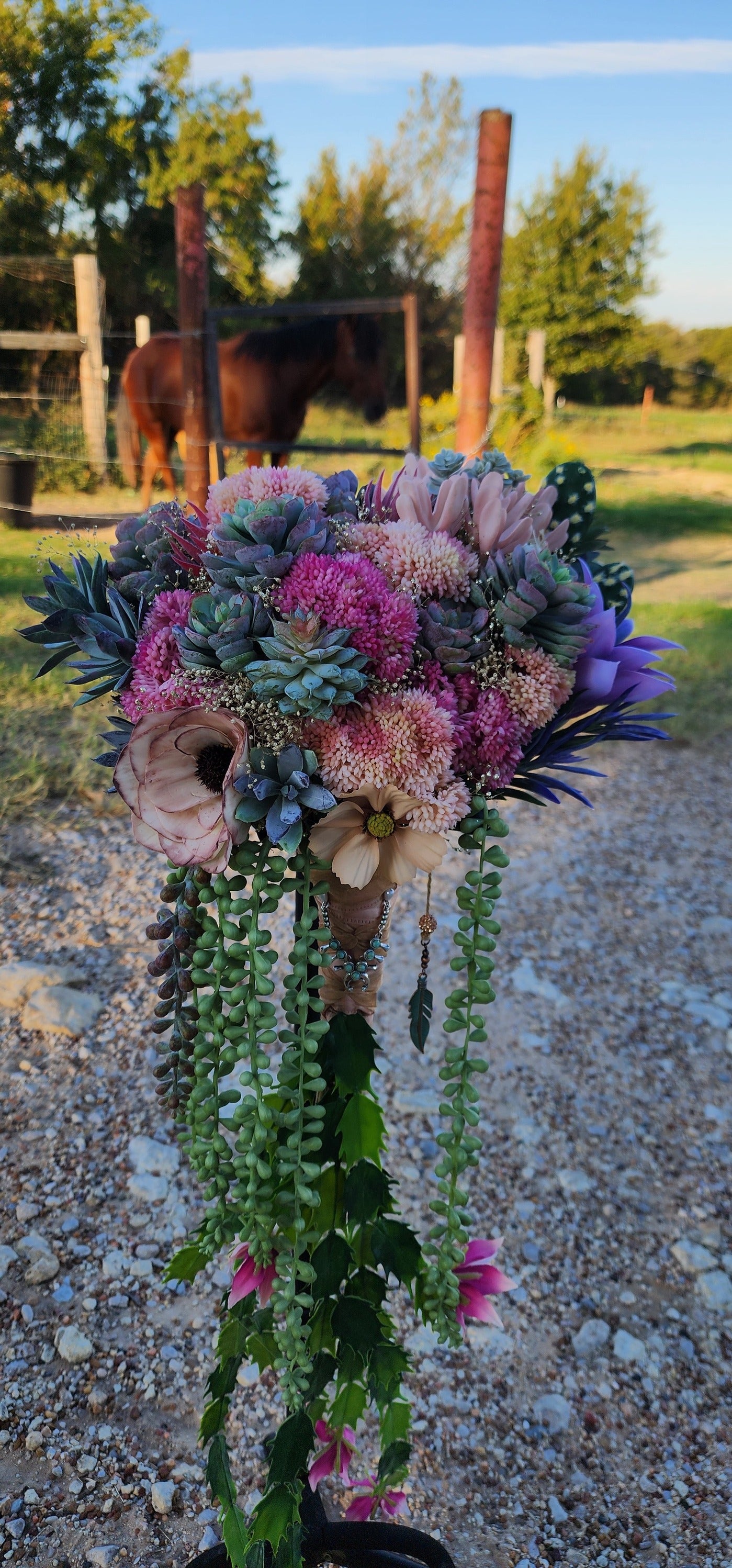 Desert Sunrise Succulent/Cactus Bridal Bouquet (Peach, Pink, Green, Purple)