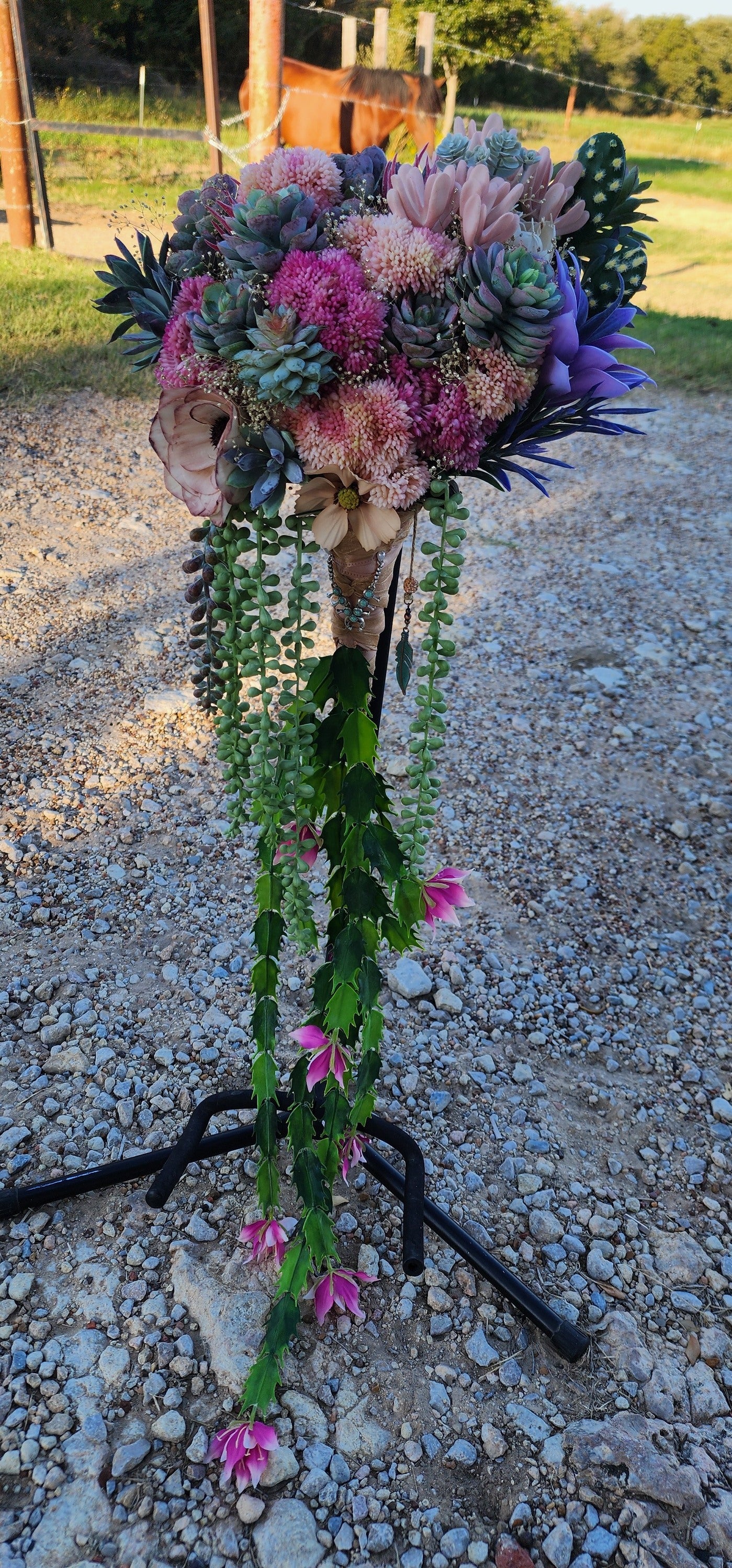 Desert Sunrise Succulent/Cactus Bridal Bouquet (Peach, Pink, Green, Purple)