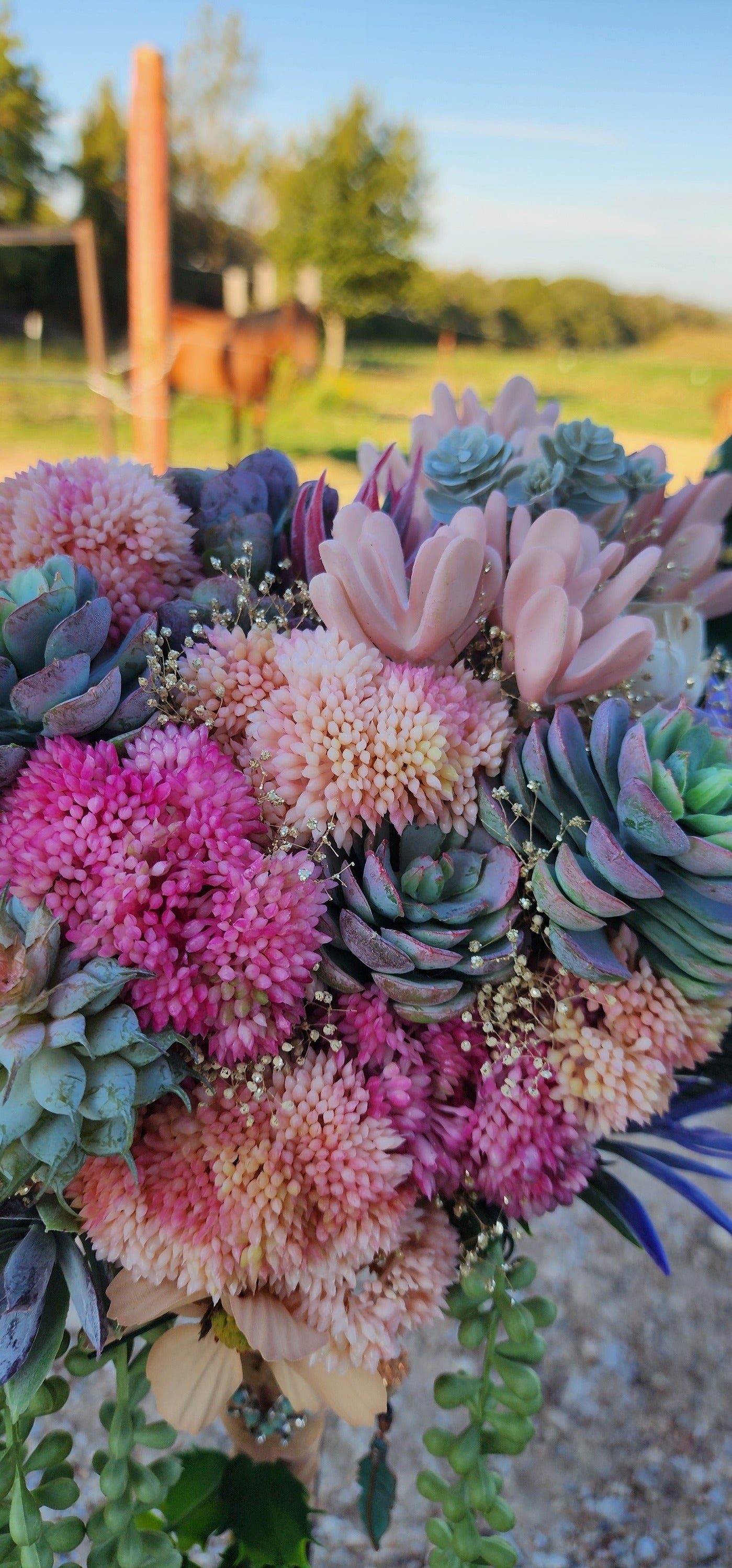 Desert Sunrise Succulent/Cactus Bridal Bouquet (Peach, Pink, Green, Purple)