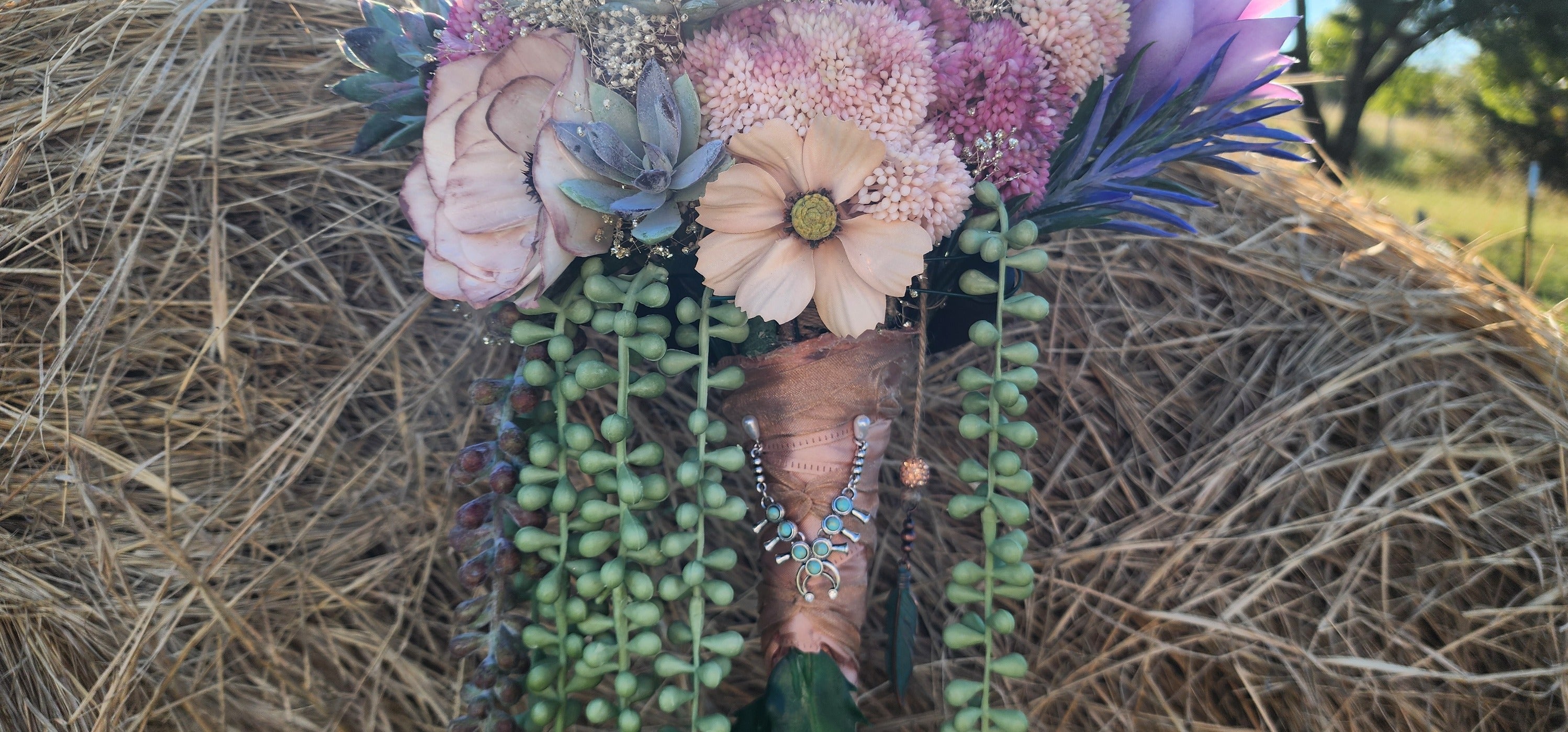 Desert Sunrise Succulent/Cactus Bridal Bouquet (Peach, Pink, Green, Purple)