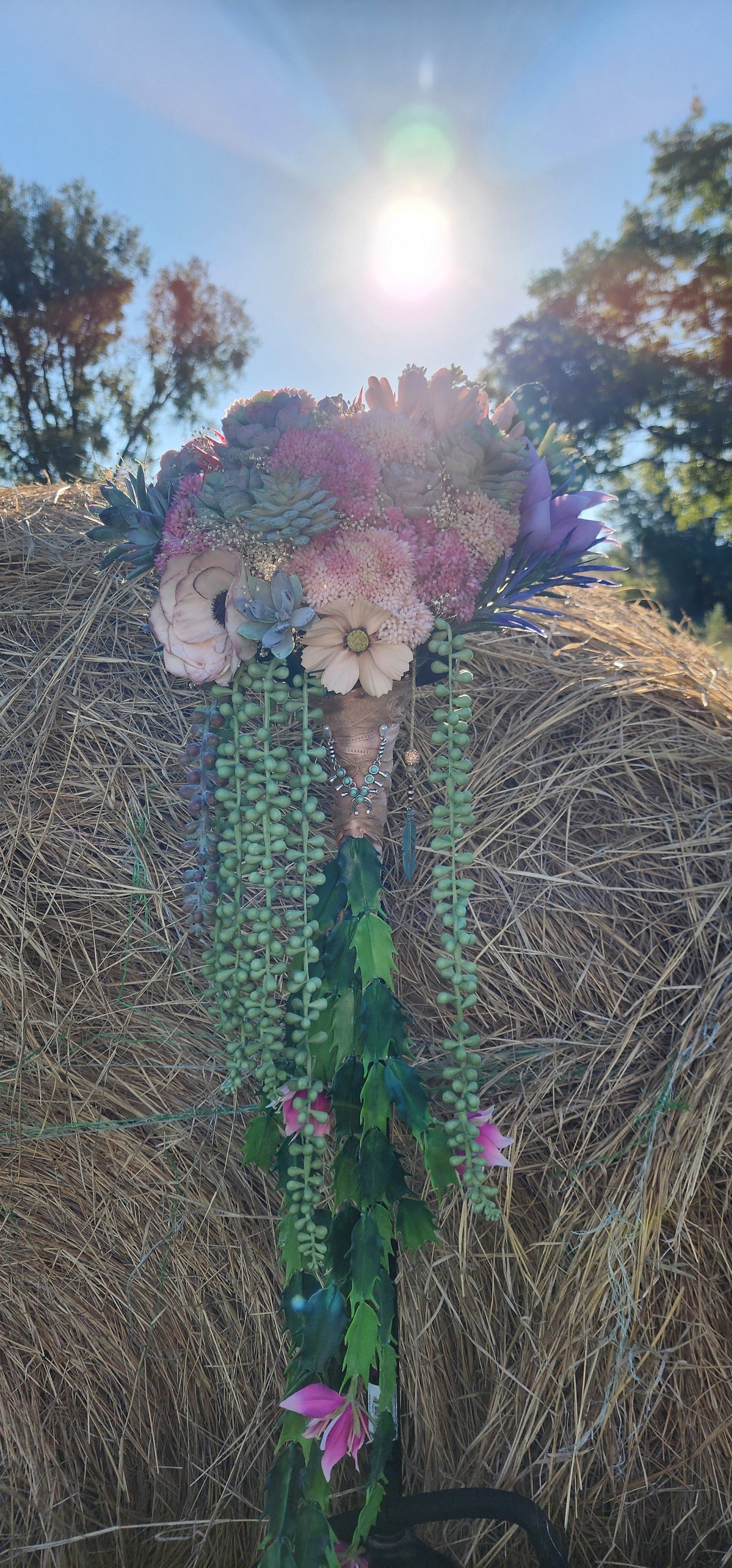 Desert Sunrise Succulent/Cactus Bridal Bouquet (Peach, Pink, Green, Purple)
