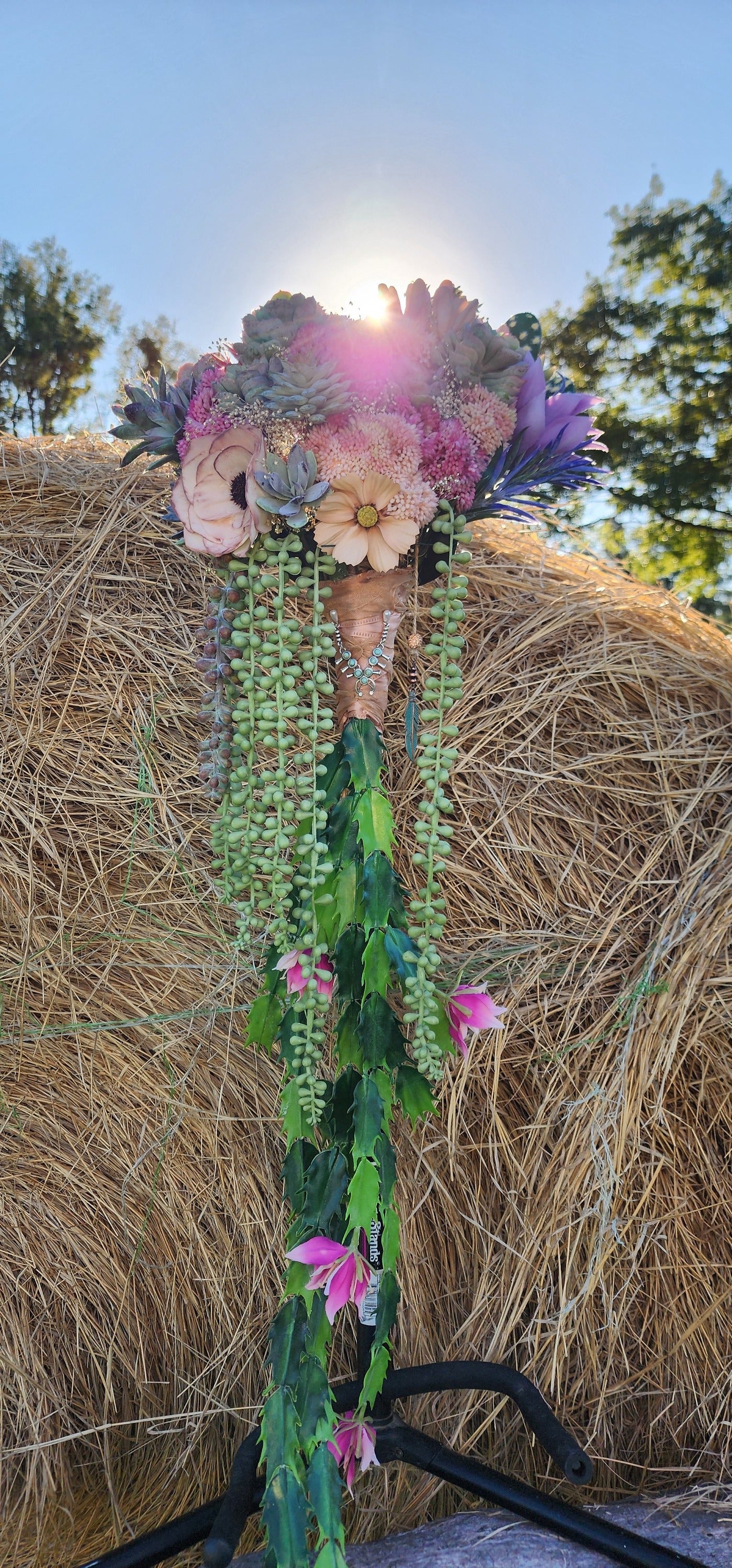 Desert Sunrise Succulent/Cactus Bridal Bouquet (Peach, Pink, Green, Purple)