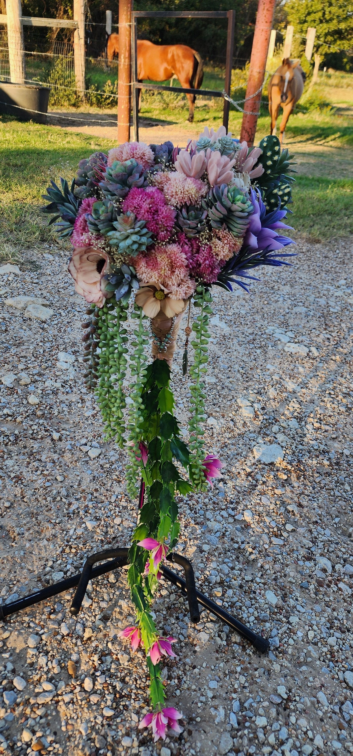Desert Sunrise Succulent/Cactus Bridal Bouquet (Peach, Pink, Green, Purple)