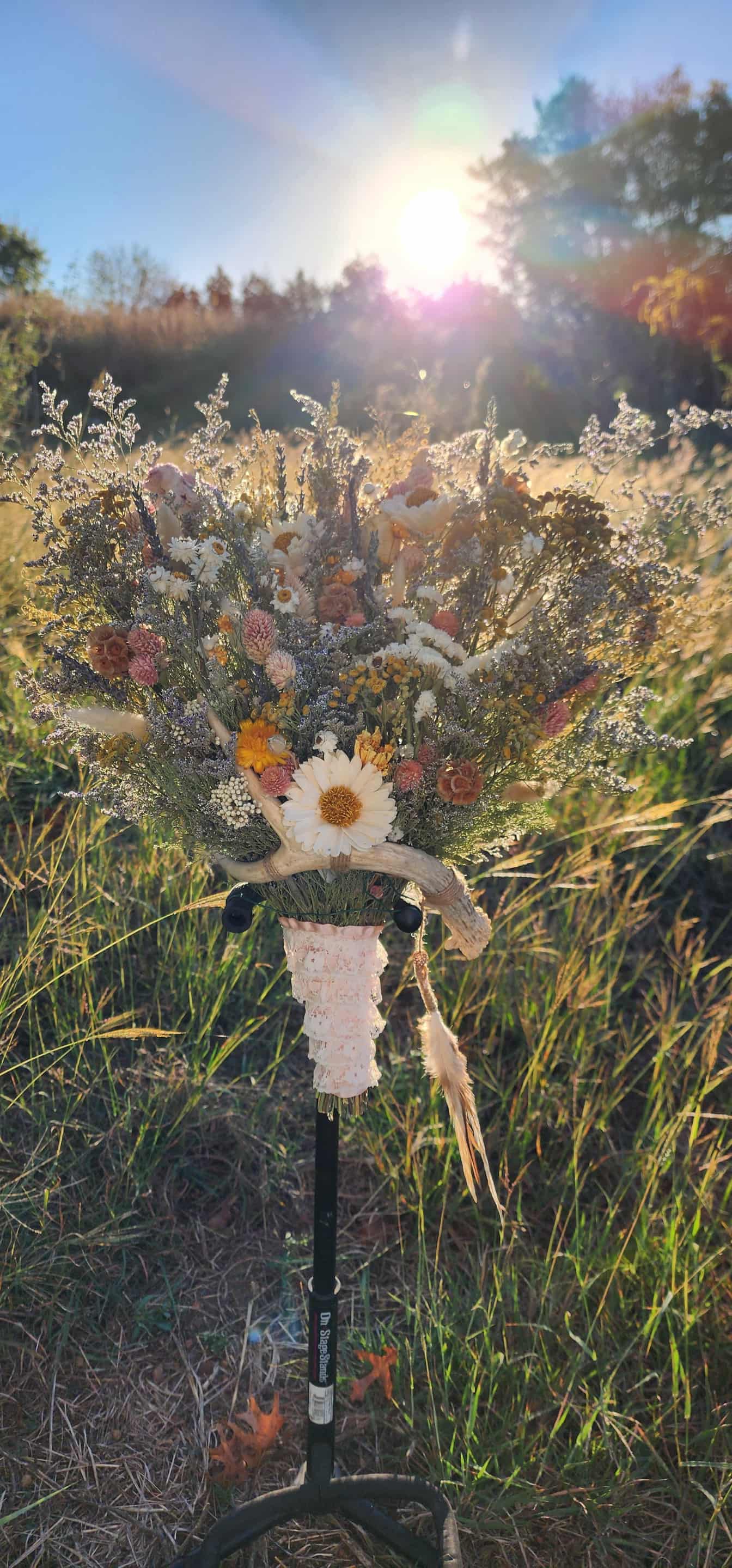 Spring Wildflower Bouquet with Real Antler