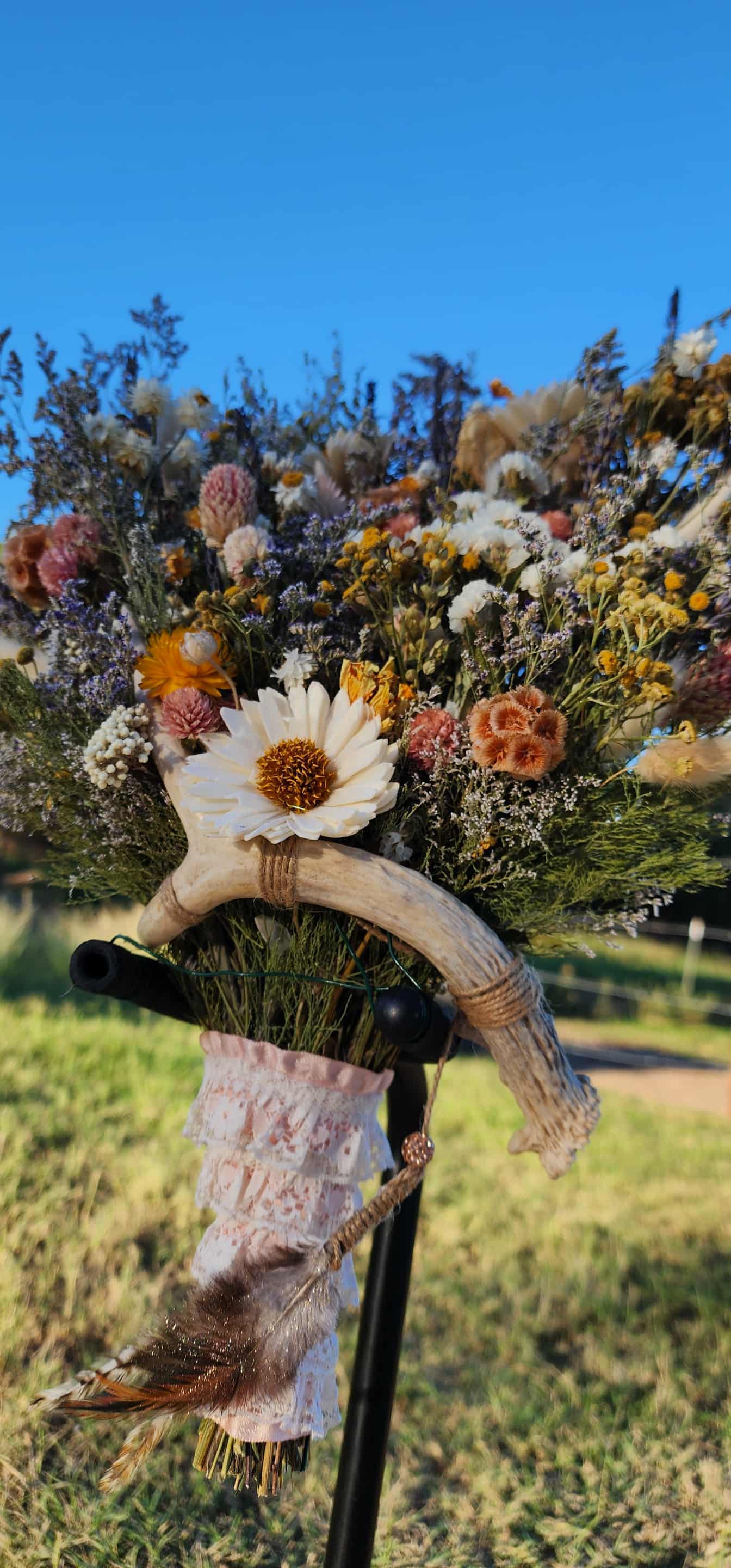 Spring Wildflower Bouquet with Real Antler