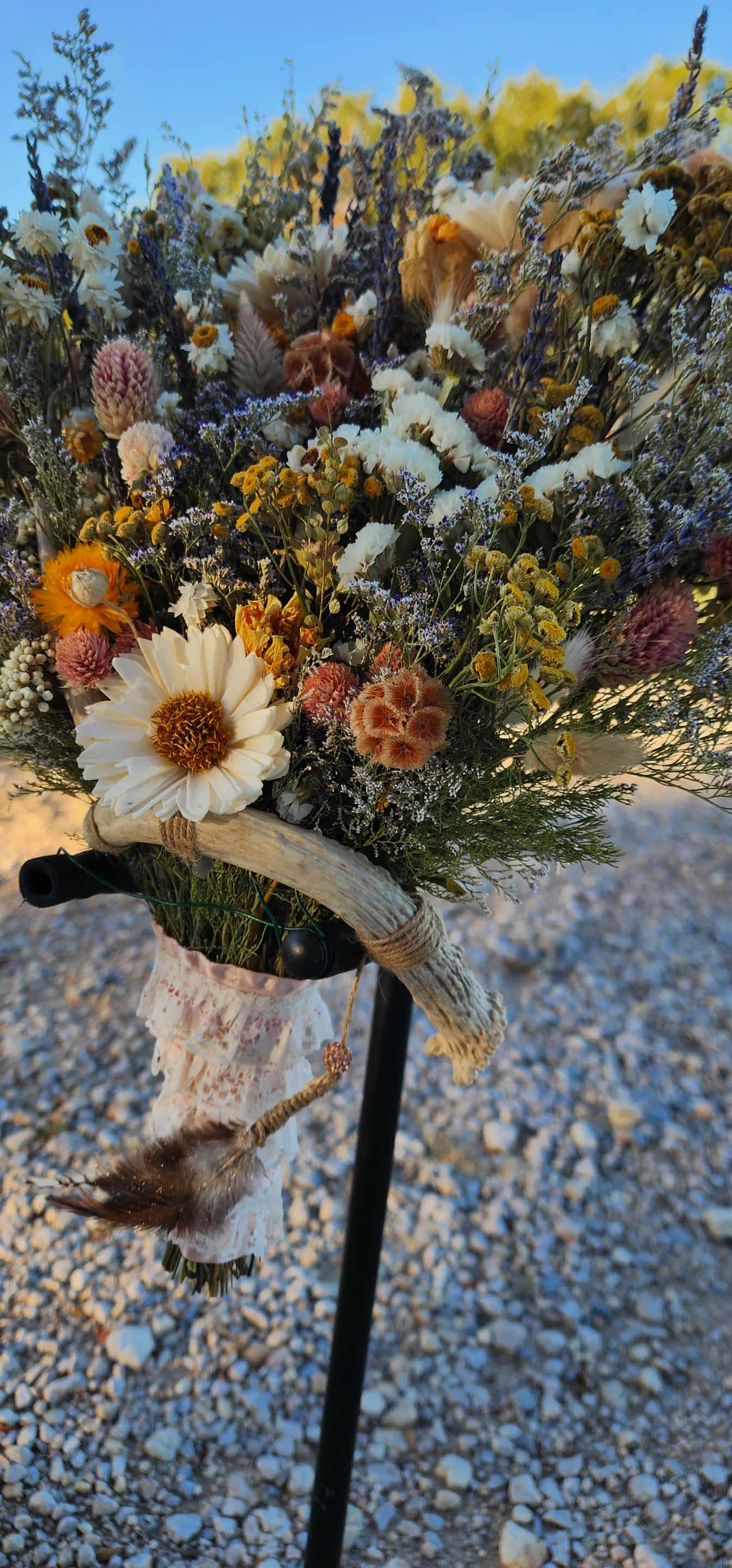 Spring Wildflower Bouquet with Real Antler