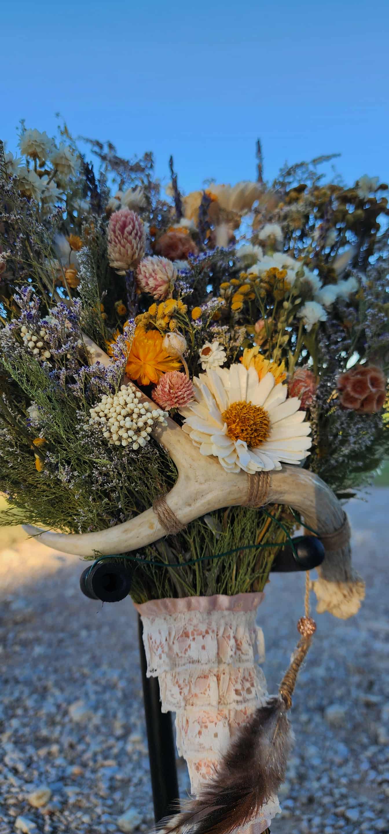 Spring Wildflower Bouquet with Real Antler