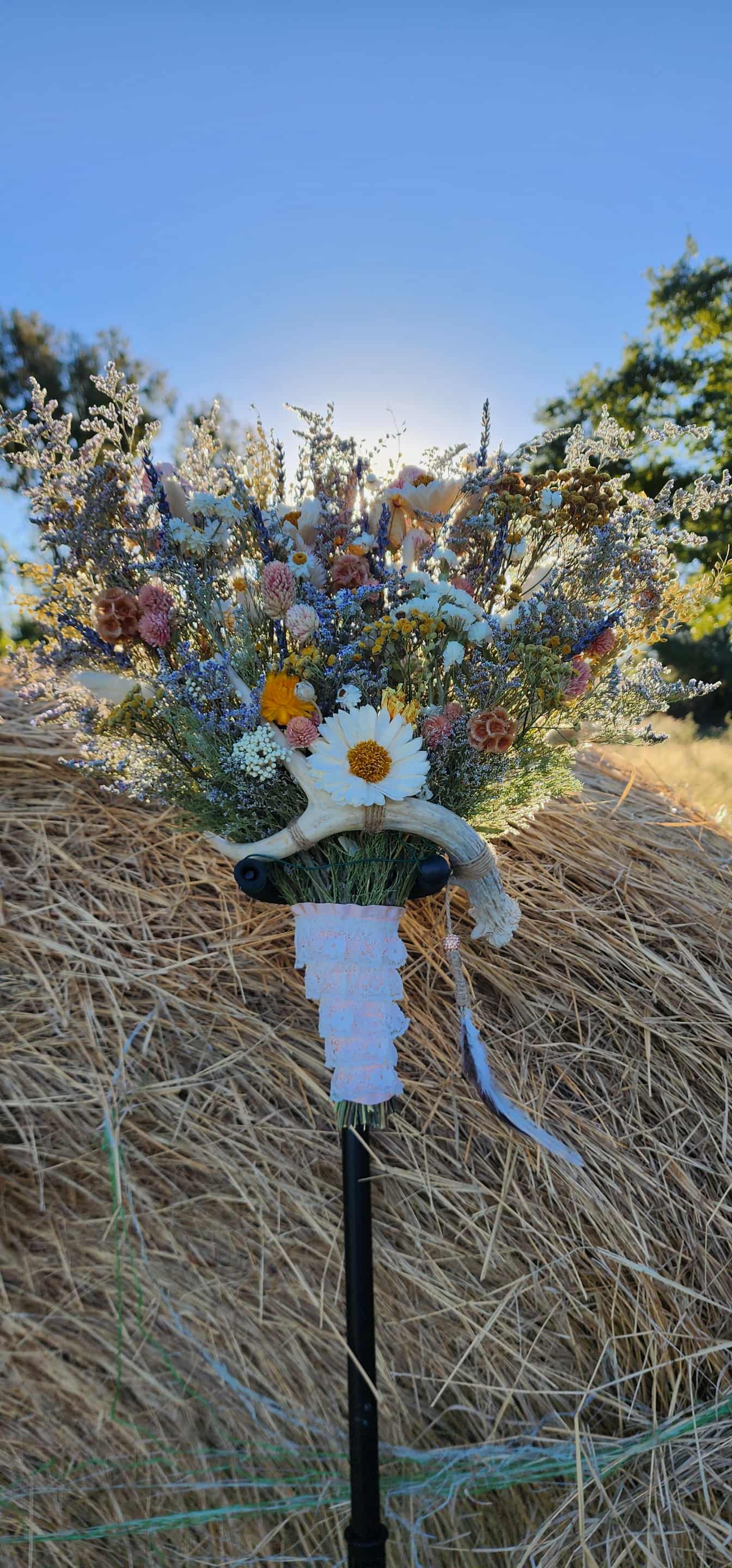 Spring Wildflower Bouquet with Real Antler