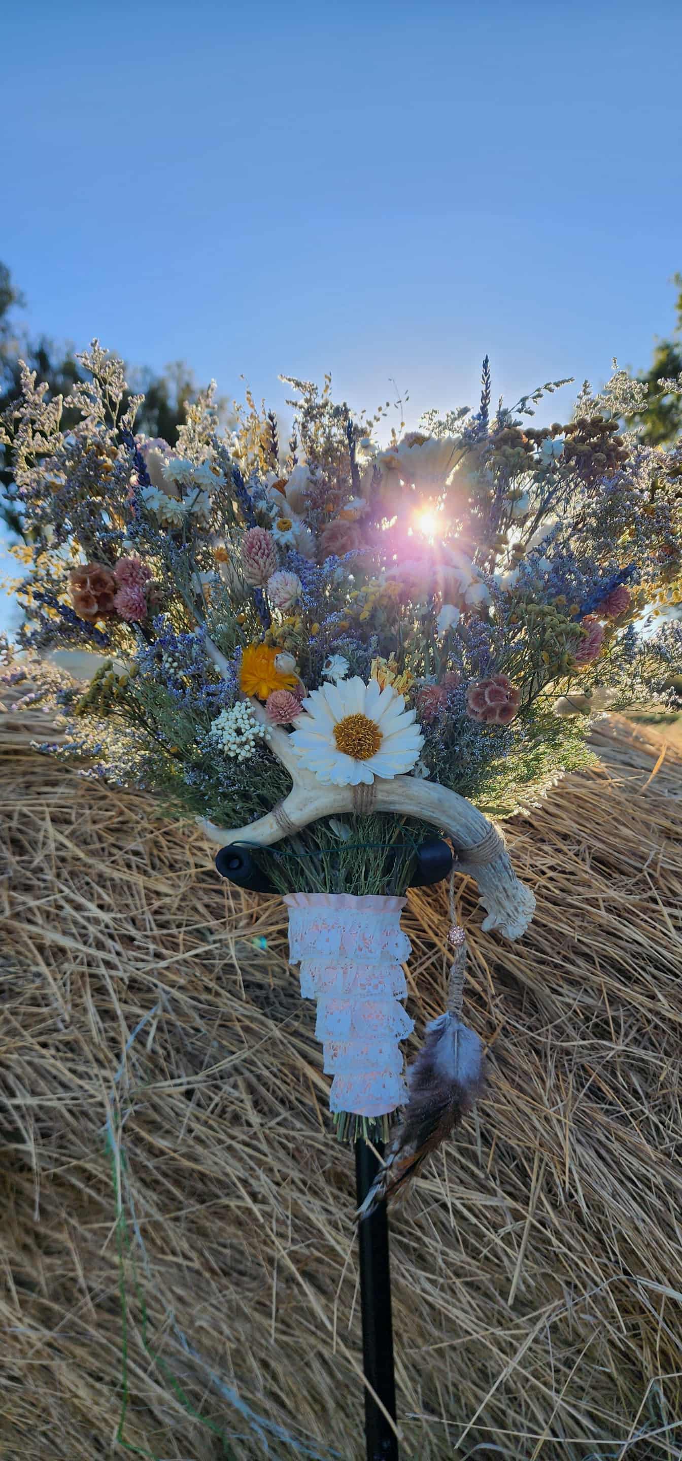 Spring Wildflower Bouquet with Real Antler