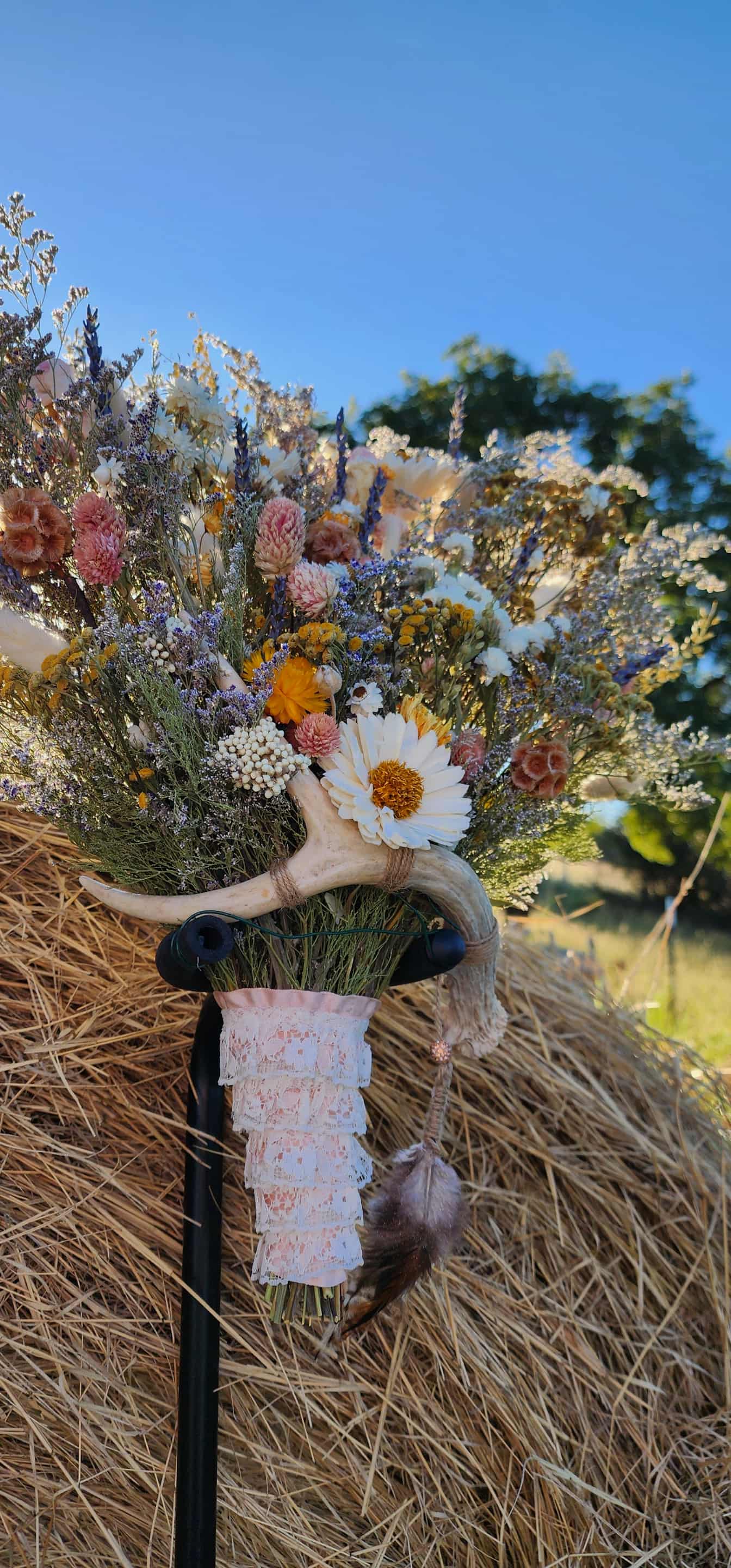 Spring Wildflower Bouquet with Real Antler