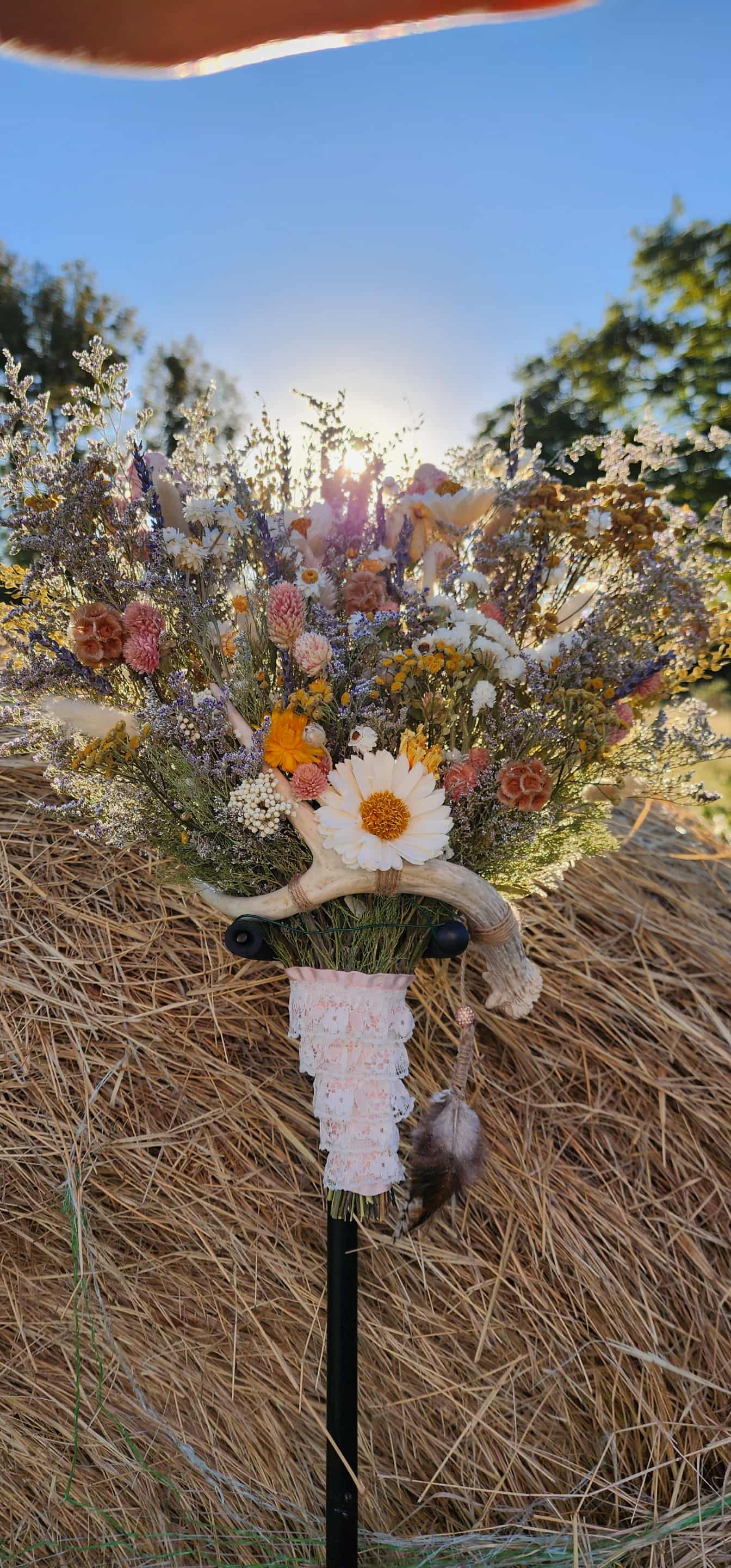 Spring Wildflower Bouquet with Real Antler