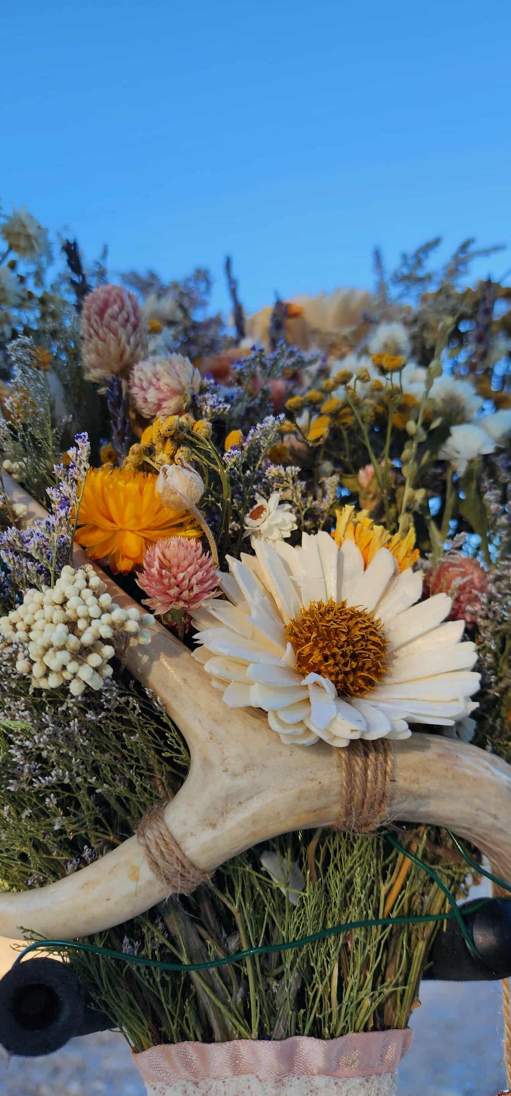 Spring Wildflower Bouquet with Real Antler