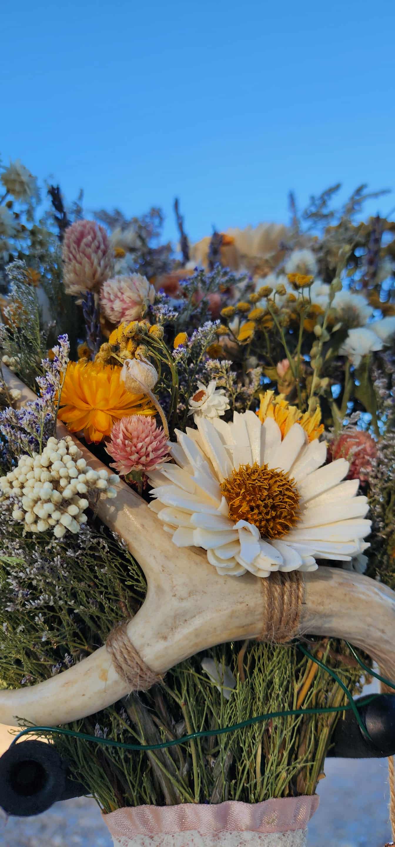 Spring Wildflower Bouquet with Real Antler
