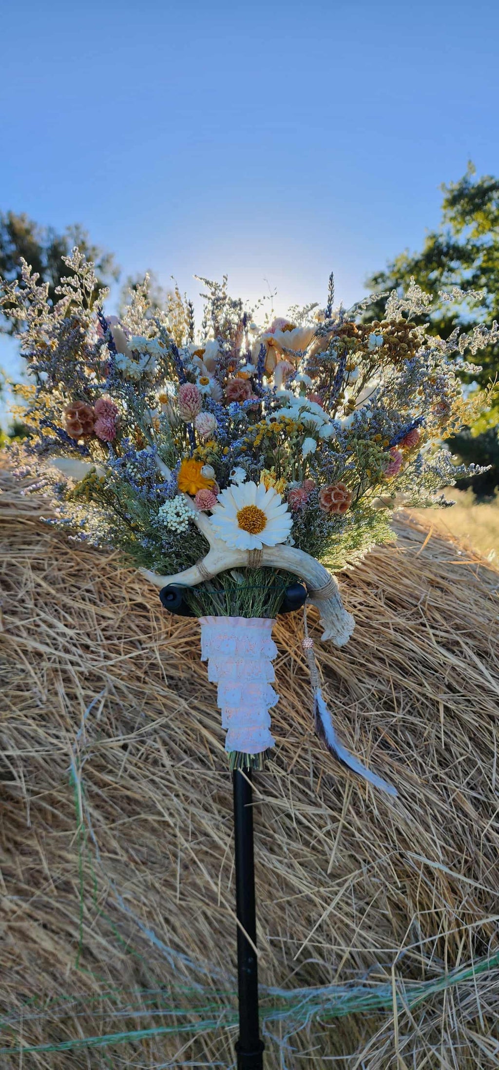 Spring Wildflower Bouquet with Real Antler