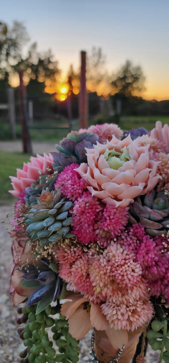 Desert Sunrise Succulent/Cactus Bridal Bouquet (Peach, Pink, Green, Purple)