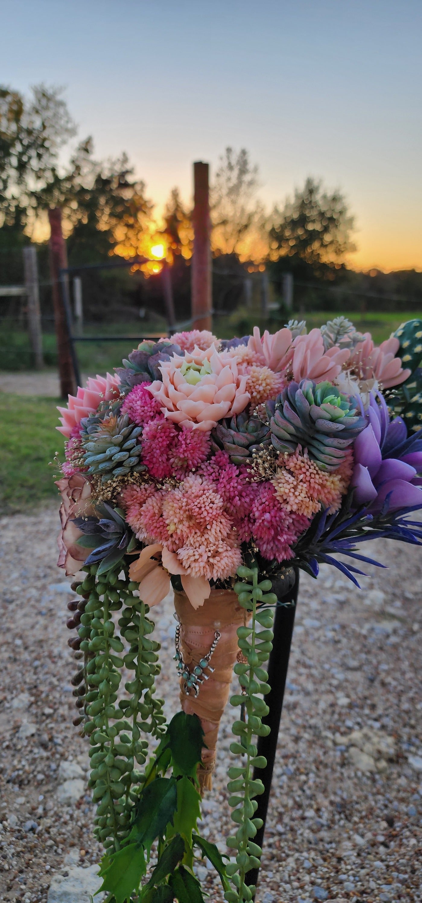 Desert Sunrise Succulent/Cactus Bridal Bouquet (Peach, Pink, Green, Purple)