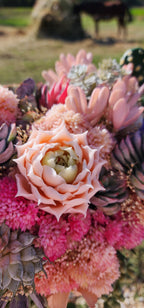 Desert Sunrise Succulent/Cactus Bridal Bouquet (Peach, Pink, Green, Purple)