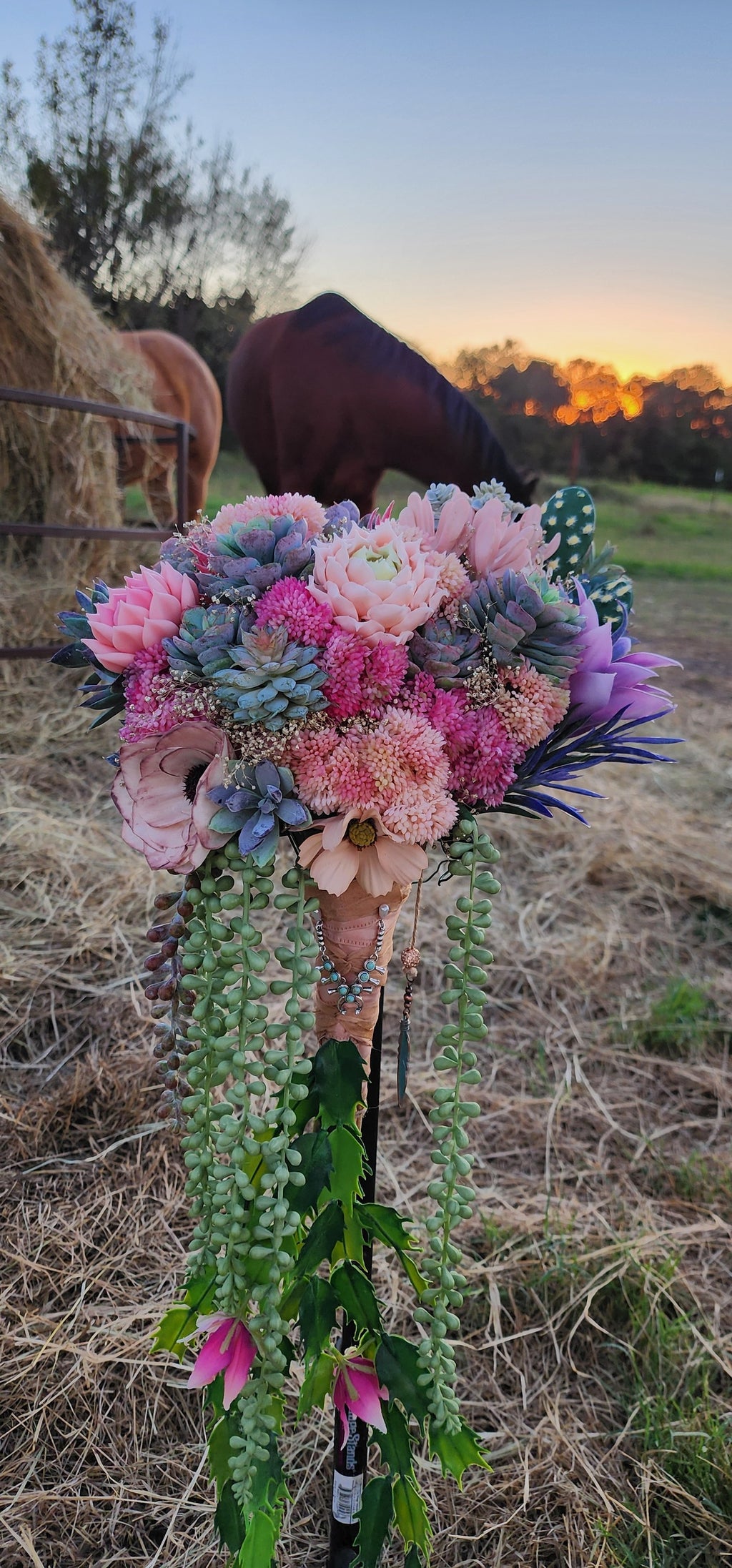 Desert Sunrise Succulent/Cactus Bridal Bouquet (Peach, Pink, Green, Purple)