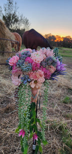 Desert Sunrise Succulent/Cactus Bridal Bouquet (Peach, Pink, Green, Purple)
