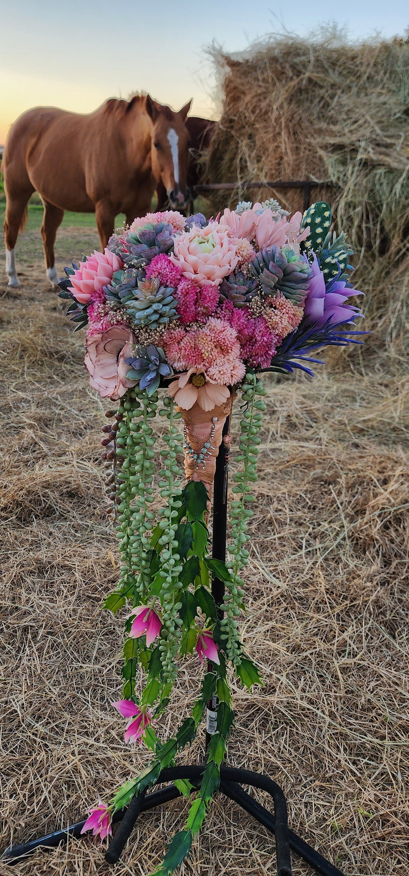 Desert Sunrise Succulent/Cactus Bridal Bouquet (Peach, Pink, Green, Purple)